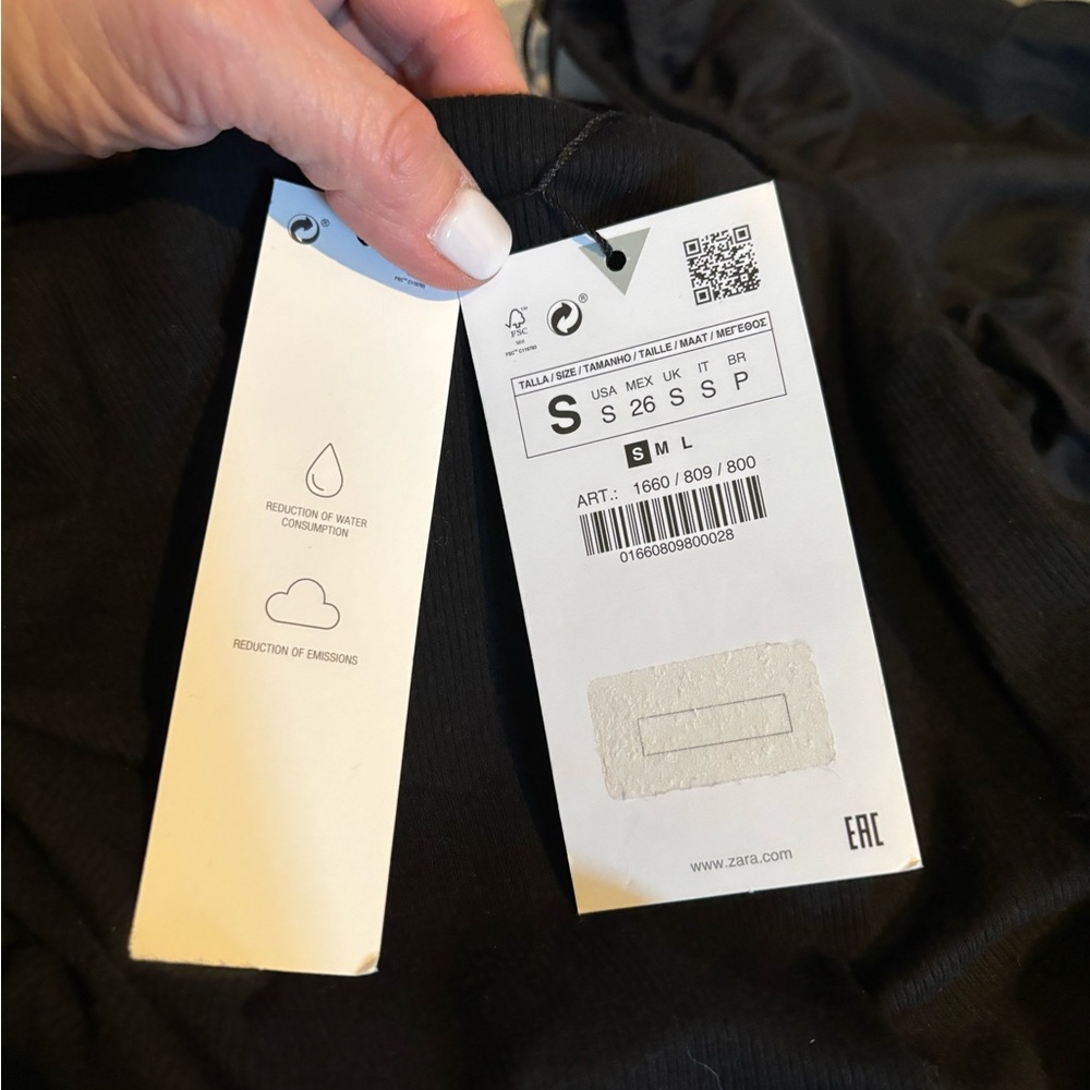 Women's Black Zara Puff Short Sleeve Top - Size Small NWT - Picture 8 of 11